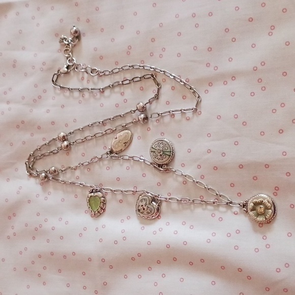 Brighton Green Tone Charm Long Chain Necklace - Picture 7 of 9